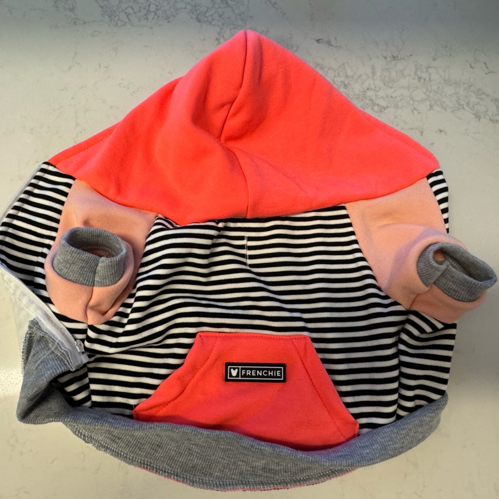 Frenchie Pink and Strip Hoodie (size M)!